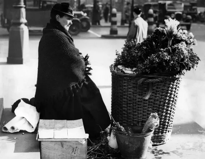 Framed Print : Flower Seller. March 1938 P000081