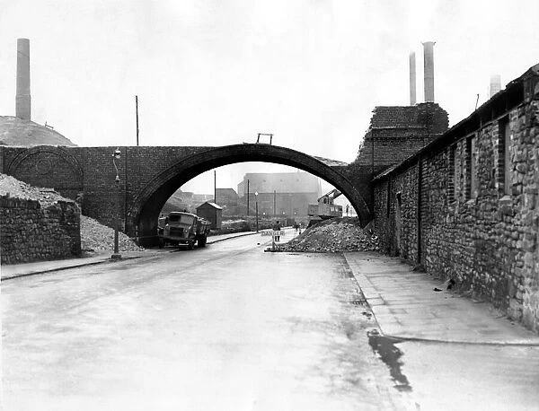 The Flue Bridge at Willington Quay being demolished in March 1956