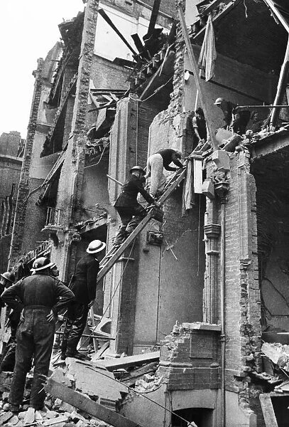 Flying bomb crashed on flats at Nevern Square, Kensington. 23rd July 1944