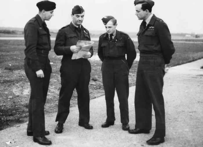 Framed Print : Flying Officer R. Harvey, Squadron Leader A. G. Williams, Flight Sergeant A Framed Print : Flying Officer R. Harvey, Squadron Leader A. G. Williams, Flight Sergeant A