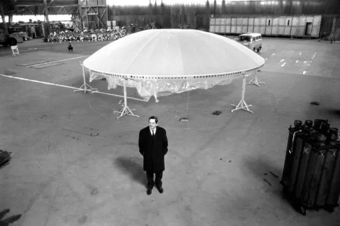 Framed Print : A flying saucer was seen at Cardington formerly the Royal Airship Works, Beds Framed Print : A flying saucer was seen at Cardington formerly the Royal Airship Works, Beds