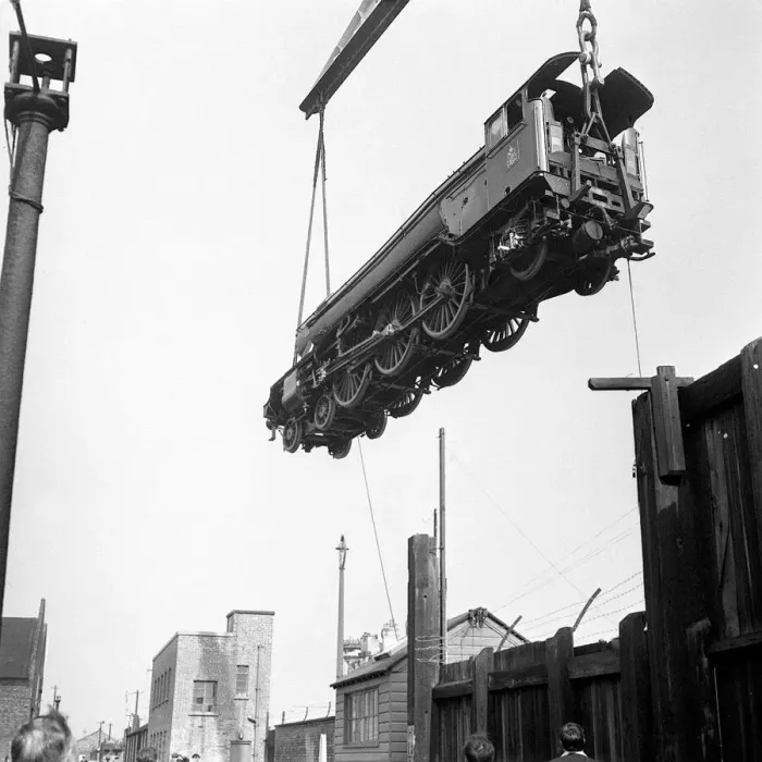 Framed Print : The Flying Scotsman steam train being loaded on board the Saxonia by the floating crane Framed Print : The Flying Scotsman steam train being loaded on board the Saxonia by the floating crane