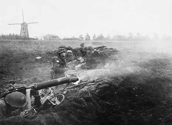 Following a recent counterattack by the Germans some British troops in Holland having