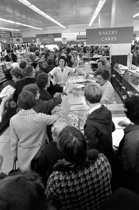 Framed Print : Food: Industrial Disputes: Scores of shoppers line the counter at Lewis Framed Print : Food: Industrial Disputes: Scores of shoppers line the counter at Lewis