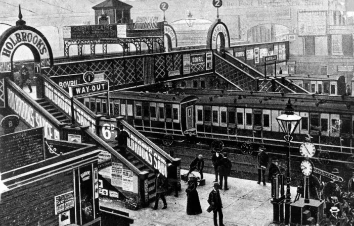 Framed Print : The Foot bridge at Birmingham New Street station at the turn of the 20th century Framed Print : The Foot bridge at Birmingham New Street station at the turn of the 20th century