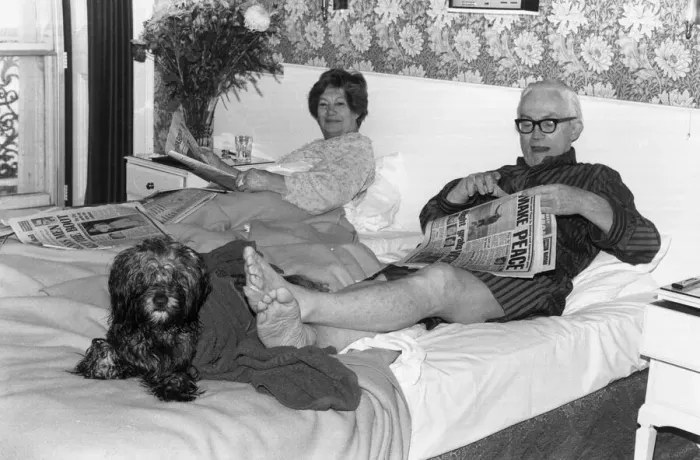 Framed Print : Foot and Dizzy Michael Foot Labour Party Leader seen here with his wife Framed Print : Foot and Dizzy Michael Foot Labour Party Leader seen here with his wife