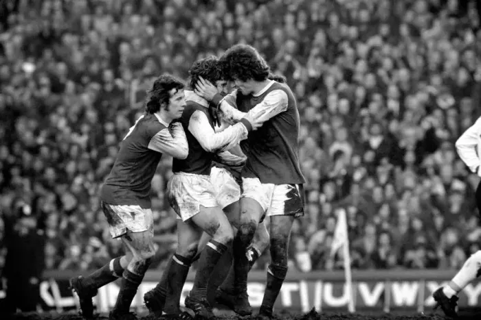 Framed Print : Football: Arsenal F. C. (2) vs. Liverpool F. C. (0). February 1975 75-00618-042 Framed Print : Football: Arsenal F. C. (2) vs. Liverpool F. C. (0). February 1975 75-00618-042
