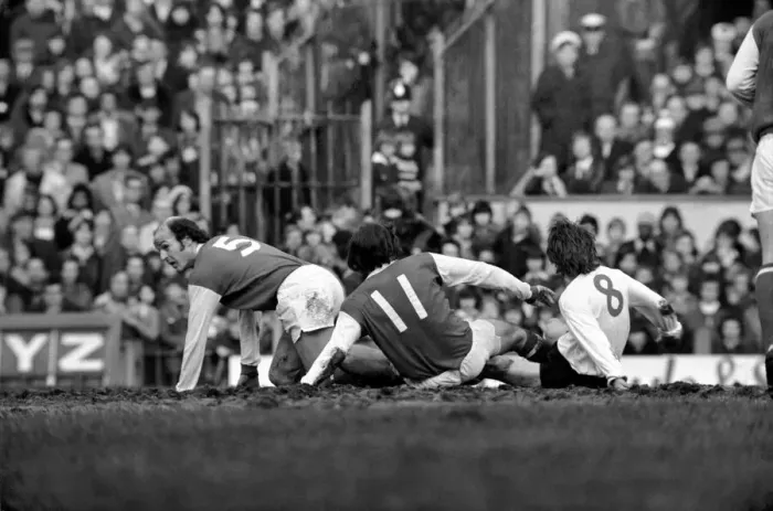 Framed Print : Football: Arsenal F. C. (2) vs. Liverpool F. C. (0). Brady of Arsenal tackles Hughes of Framed Print : Football: Arsenal F. C. (2) vs. Liverpool F. C. (0). Brady of Arsenal tackles Hughes of