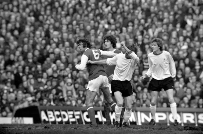 Framed Print : Football: Arsenal F. C. (2) vs. Liverpool F. C. (0). Simpson of Arsenal with Keegan of Framed Print : Football: Arsenal F. C. (2) vs. Liverpool F. C. (0). Simpson of Arsenal with Keegan of