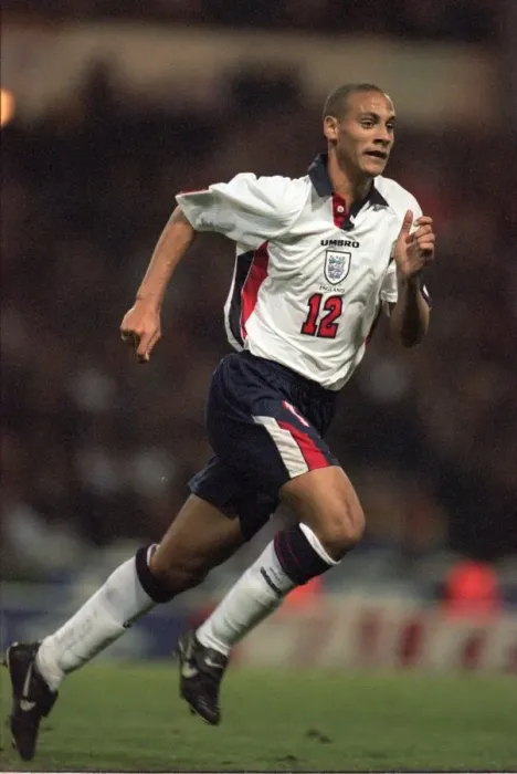 Framed Print : Football - Englands Rio Ferdinand during the game between England Framed Print : Football - Englands Rio Ferdinand during the game between England