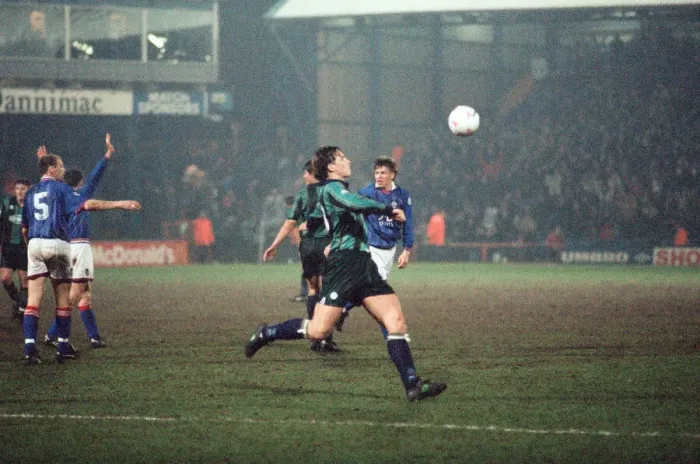 Framed Print : Football League Division 1 match, Oldham 1 - 0 Middlesbrough. 5th April 1995 Framed Print : Football League Division 1 match, Oldham 1 - 0 Middlesbrough. 5th April 1995