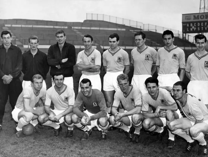 Framed Print : The Football League party. pictured during a break in training at Villa Park Framed Print : The Football League party. pictured during a break in training at Villa Park