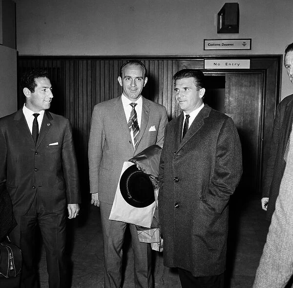 Football players (left to right) Francisco Gento, Alfredo Di Stefano