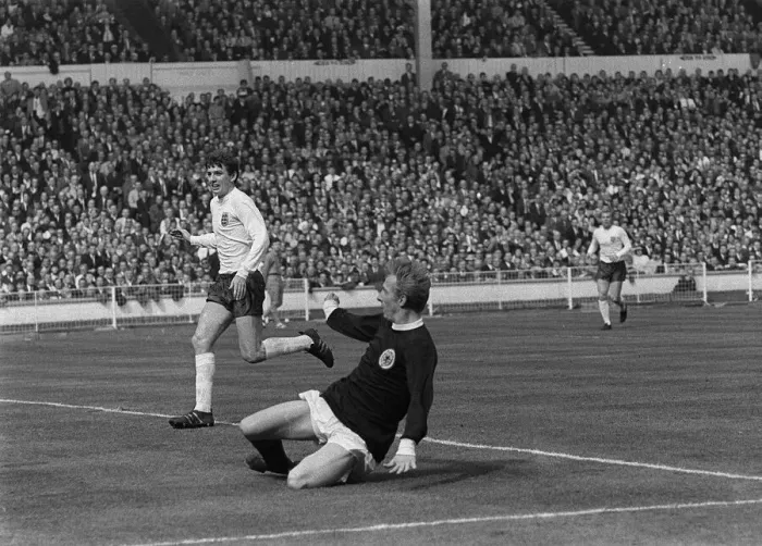Framed Print : Football Scotland versus England at Wembley 1967 Denis Law Framed Print : Football Scotland versus England at Wembley 1967 Denis Law