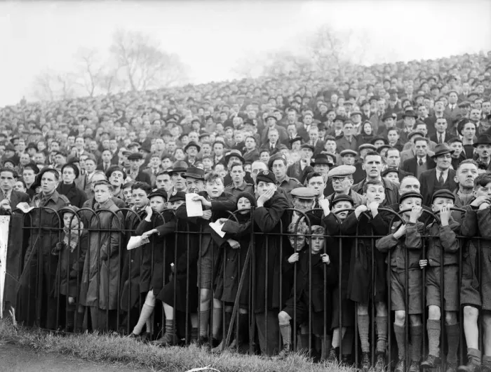 Framed Print : Football supporters at the English league division one match between Fulham Framed Print : Football supporters at the English league division one match between Fulham