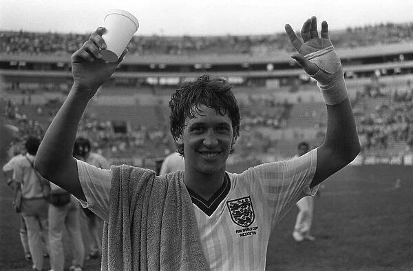 Football world cup 1986 England 3 Poland 0 Group F Gary Lineker celebrates