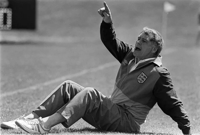 Framed Print : Football World Cup May 1986 England manager Bobby Robson at training session in Framed Print : Football World Cup May 1986 England manager Bobby Robson at training session in