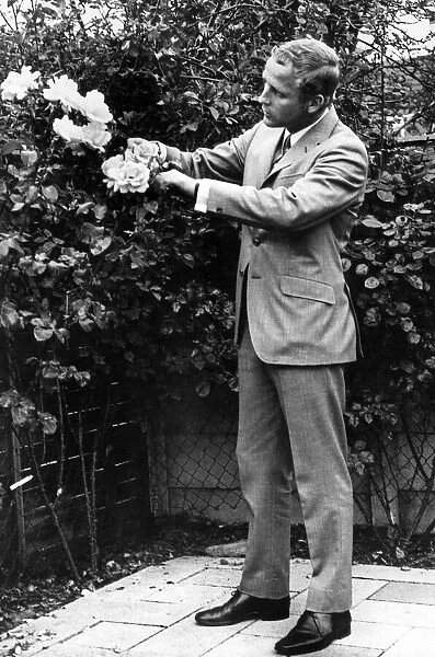 Footballer Alex Young pruning roses at his home Aughton. Circa 1968