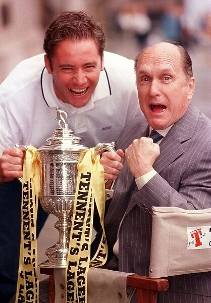 Footballer Ally McCoist and Robert Duvall with the Scottish Cup