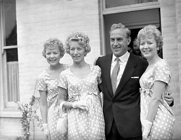 Footballer Billy Wright seen here with his bride Joy Beverly and her bridesmaids
