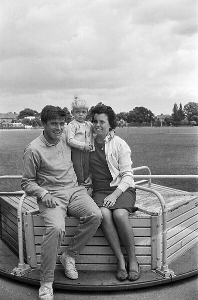 Footballer Bobby Tambling with wife and baby. 25th June 1966