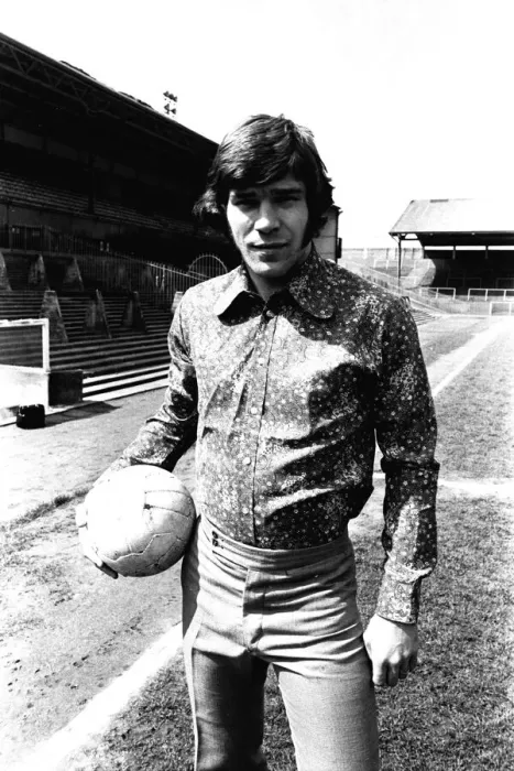Framed Print : Footballer Malcolm MacDonald models clothes for sale from his new Newcastle Boutique Framed Print : Footballer Malcolm MacDonald models clothes for sale from his new Newcastle Boutique