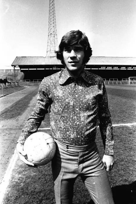Framed Print : Footballer Malcolm MacDonald models clothes for sale from his new Newcastle Boutique Framed Print : Footballer Malcolm MacDonald models clothes for sale from his new Newcastle Boutique