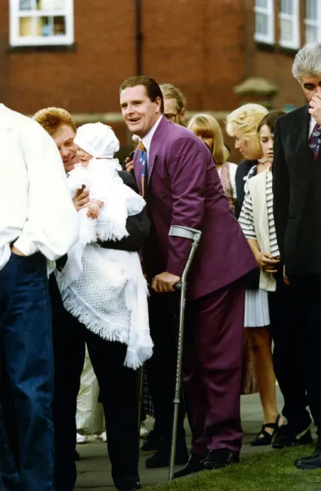 Framed Print : Footballer Paul Gascoigne - Gazza Paul Gascoigne attends the christening of his