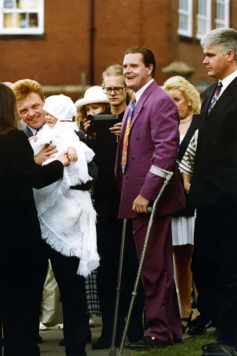 Framed Print : Footballer Paul Gascoigne - Gazza Paul Gascoigne attends the christening of his