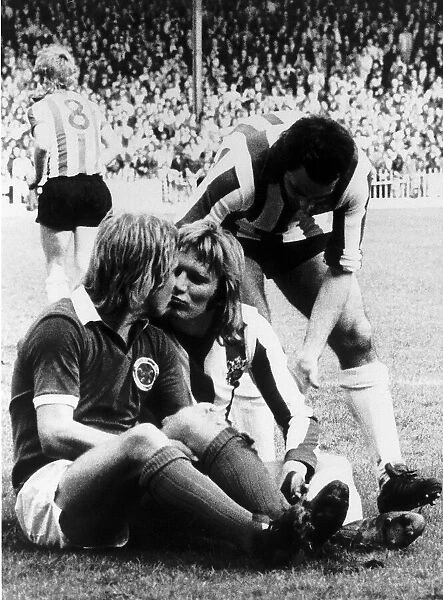 Footballers Tony Currie of Sheffield United and Alan Birchenall of Leicester City