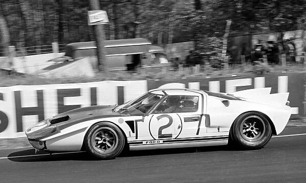 The Ford GT40 driven by Phil Hill and Charis Amon during the Le Mans 24 hour endurance