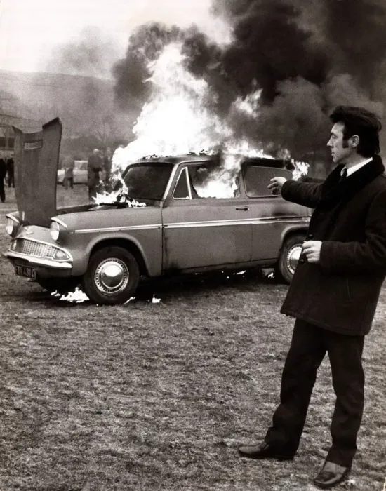 Framed Print : Ford - Motor Cars George Terrace sets fire to his car to draw attention to shoddy Framed Print : Ford - Motor Cars George Terrace sets fire to his car to draw attention to shoddy