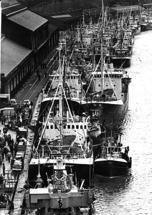 Framed Print : Foreign fishing boats tied up at the Newcastle Quayside seeking shelter from the gales Framed Print : Foreign fishing boats tied up at the Newcastle Quayside seeking shelter from the gales