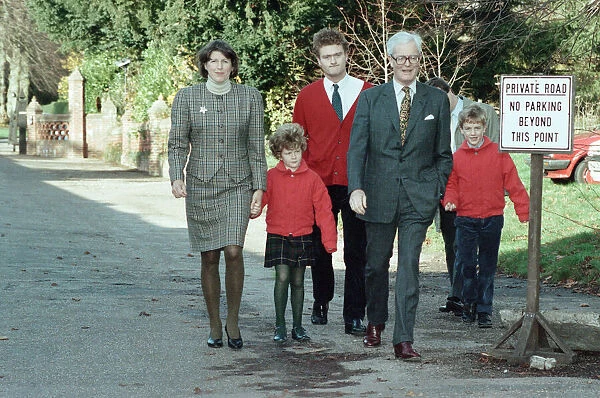 Foreign Secretary Douglas Hurd with his wife Judy and some of his children