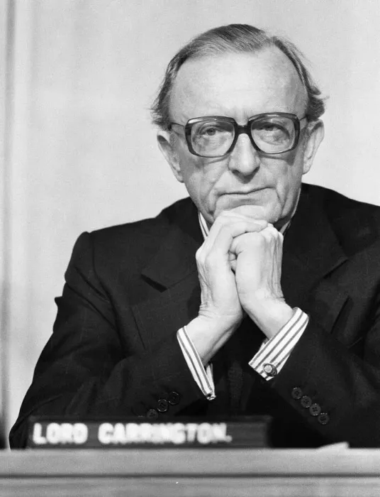 Framed Print : Foreign Secretary Lord Carrington at a conference on Rhodesia. 7th December 1979