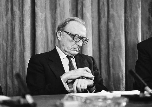 Foreign Secretary Lord Carrington and Defence Secretary John Nott at a press conference