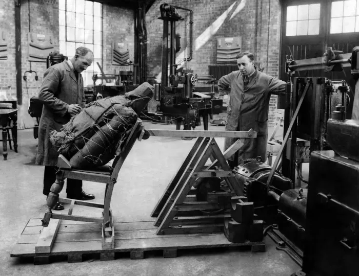 Framed Print : Forest Products Research Laboratory Princes Risborough. Carrying out an endurance test Framed Print : Forest Products Research Laboratory Princes Risborough. Carrying out an endurance test