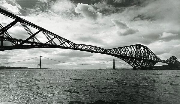 Forth Bridge June 1962 With new Forth Road Bridge being built in backgoround