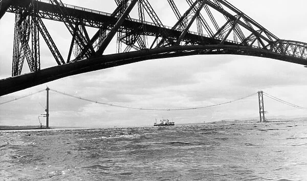 Forth Railway Bridge June 1962 With new Road Bridge being built in background