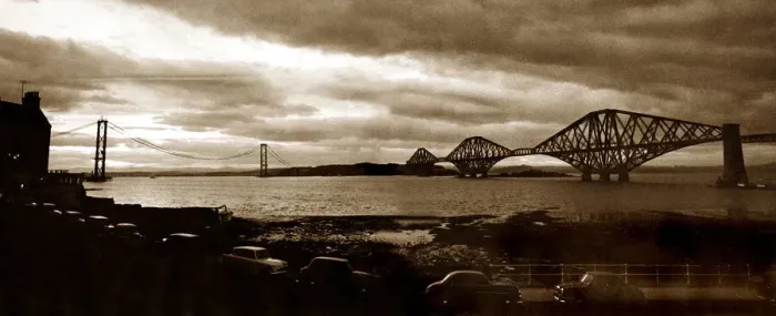 Framed Print : Forth Railway Bridge in Scotland - October 1964 Forth Road Bridge in the distance Framed Print : Forth Railway Bridge in Scotland - October 1964 Forth Road Bridge in the distance