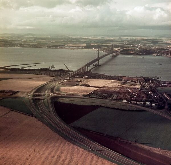 Forth Road Bridge Scotland aerial view 1964