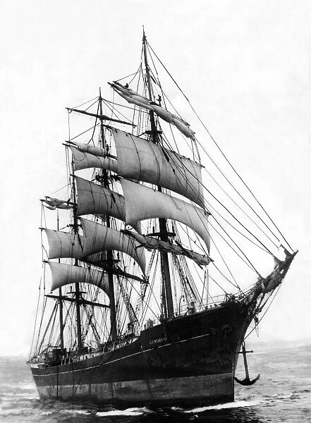 The four-masted Barque sailing ship C B Pederson on the River Tyne