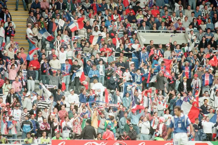 Framed Print : France 3-1 Bulgaria, Euro 1996 Group B match at St James Park, Newcastle Framed Print : France 3-1 Bulgaria, Euro 1996 Group B match at St James Park, Newcastle