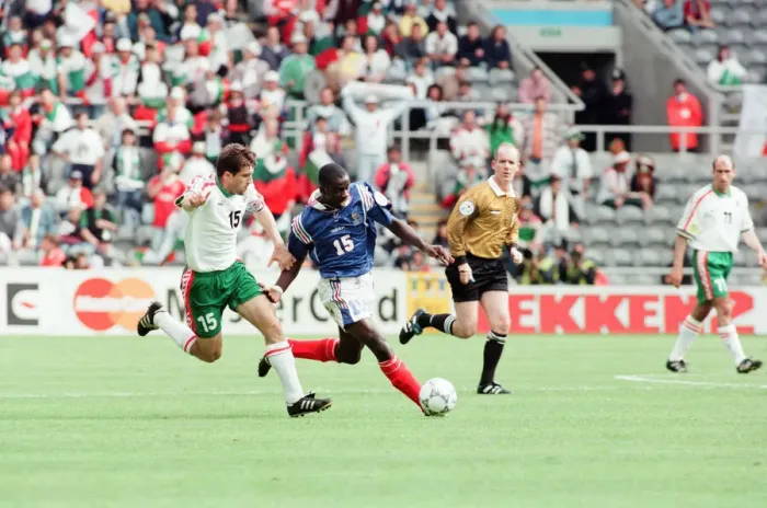 Framed Print : France 3-1 Bulgaria, Euro 1996 Group B match at St James Park, Newcastle Framed Print : France 3-1 Bulgaria, Euro 1996 Group B match at St James Park, Newcastle