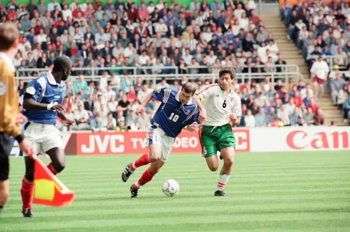 Framed Print : France 3-1 Bulgaria, Euro 1996 Group B match at St James Park, Newcastle