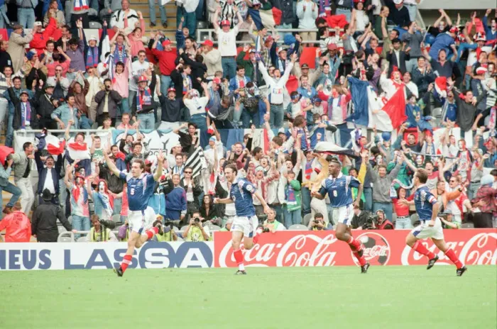 Framed Print : France 3-1 Bulgaria, Euro 1996 Group B match at St James Park, Newcastle