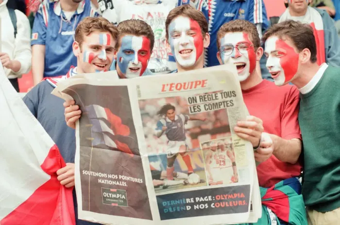 Framed Print : France 3-1 Bulgaria, Euro 1996 Group B match at St James Park, Newcastle Framed Print : France 3-1 Bulgaria, Euro 1996 Group B match at St James Park, Newcastle