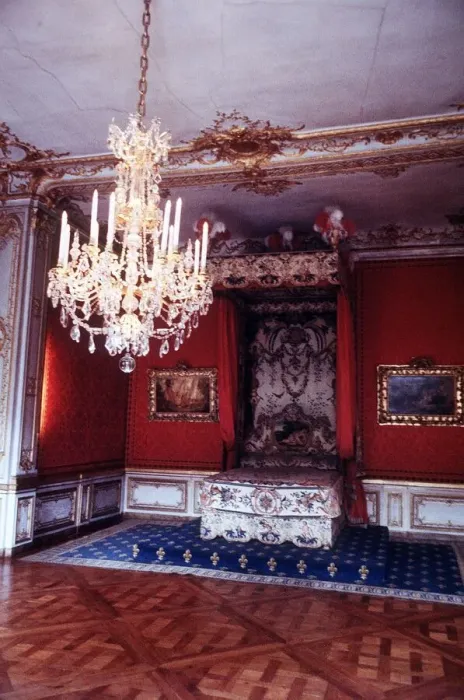 Framed Print : France Paris The Queens bed chamber in the Palace of Versailles Crystal chandelier
