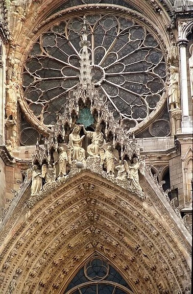 France Reims Rheims Cathedral exterior Detail