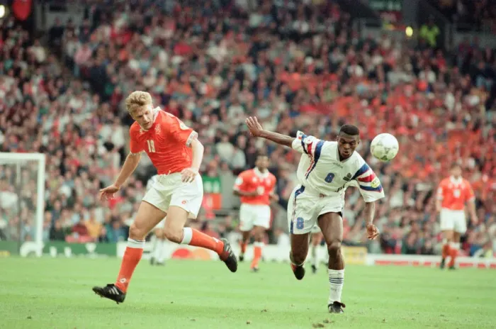 Framed Print : France v Netherlands, Euro 1996 Quarter finals match at Anfield Framed Print : France v Netherlands, Euro 1996 Quarter finals match at Anfield